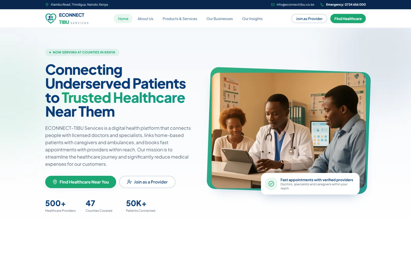 E-Tibu website homepage